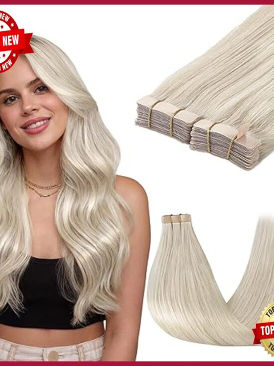 20in Tape-In Human Hair Extensions, 100g 40pcs, Straight Seamless main image 4